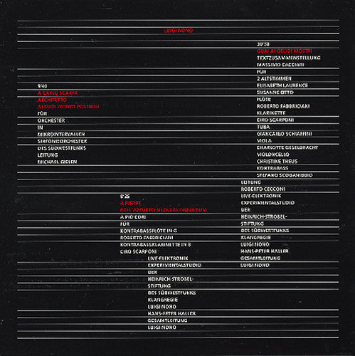 Luigi Nono: Carlo Scarpa - Vinyl