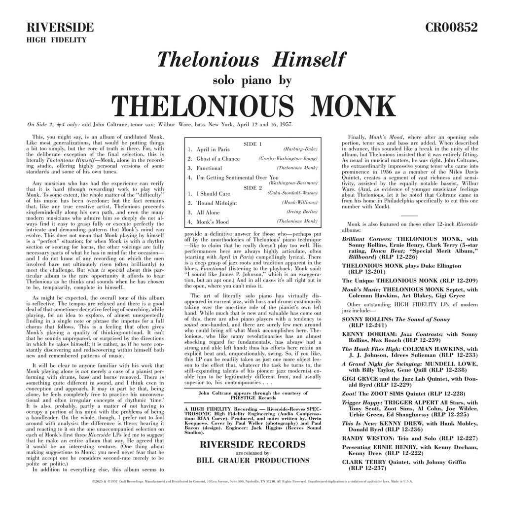 Thelonious Monk - Thelonious Himself - OJC LP