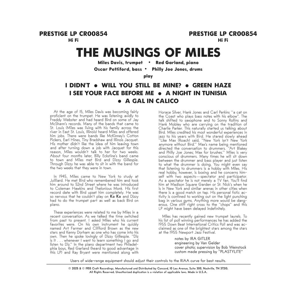Miles Davis - The Musings of Miles - OJC LP