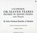 John Dowland: Lachrimae or Seaven Teares  ( CD )
