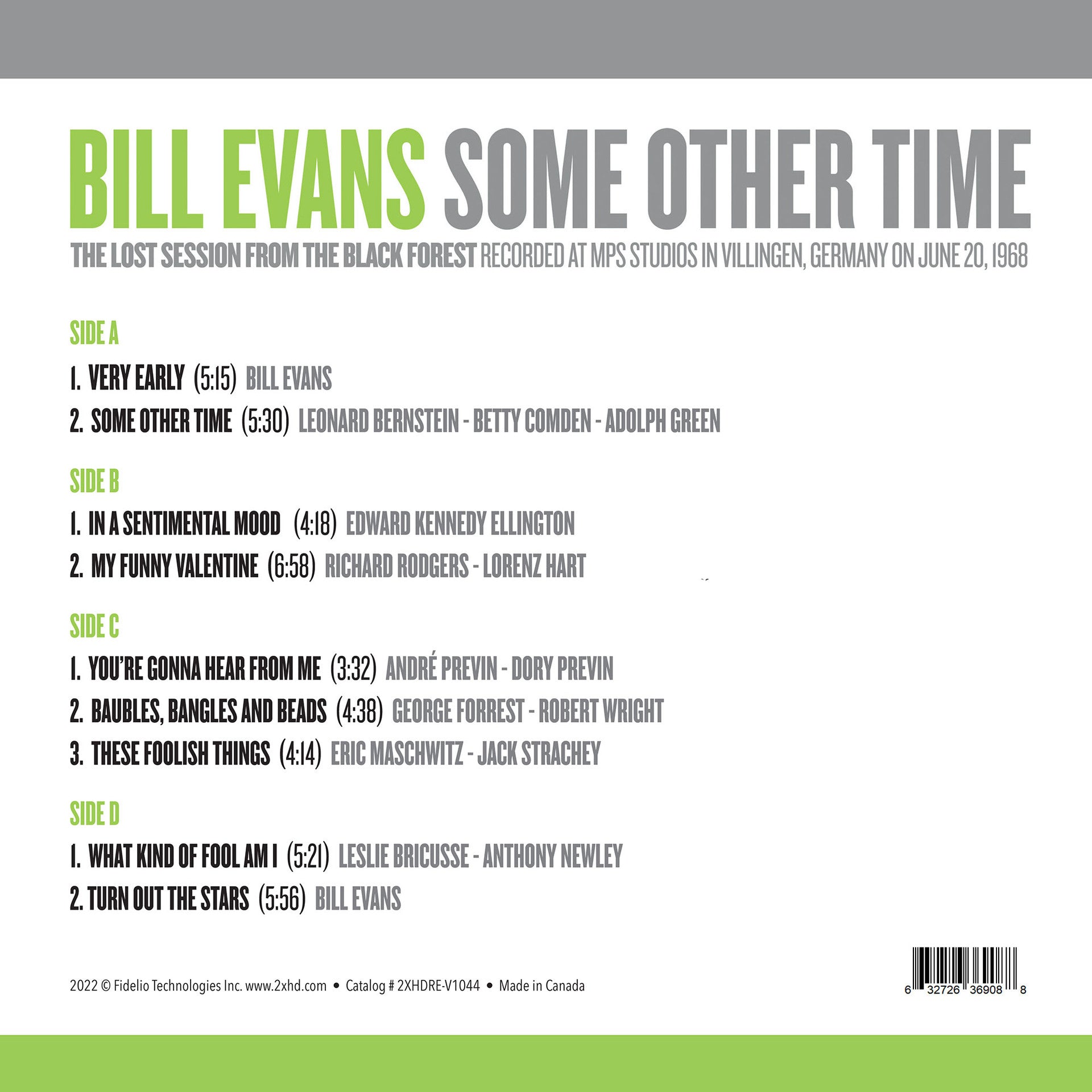 Bill Evans - Some Other Time: The Lost Session from the Black Forest - 45rpm LP