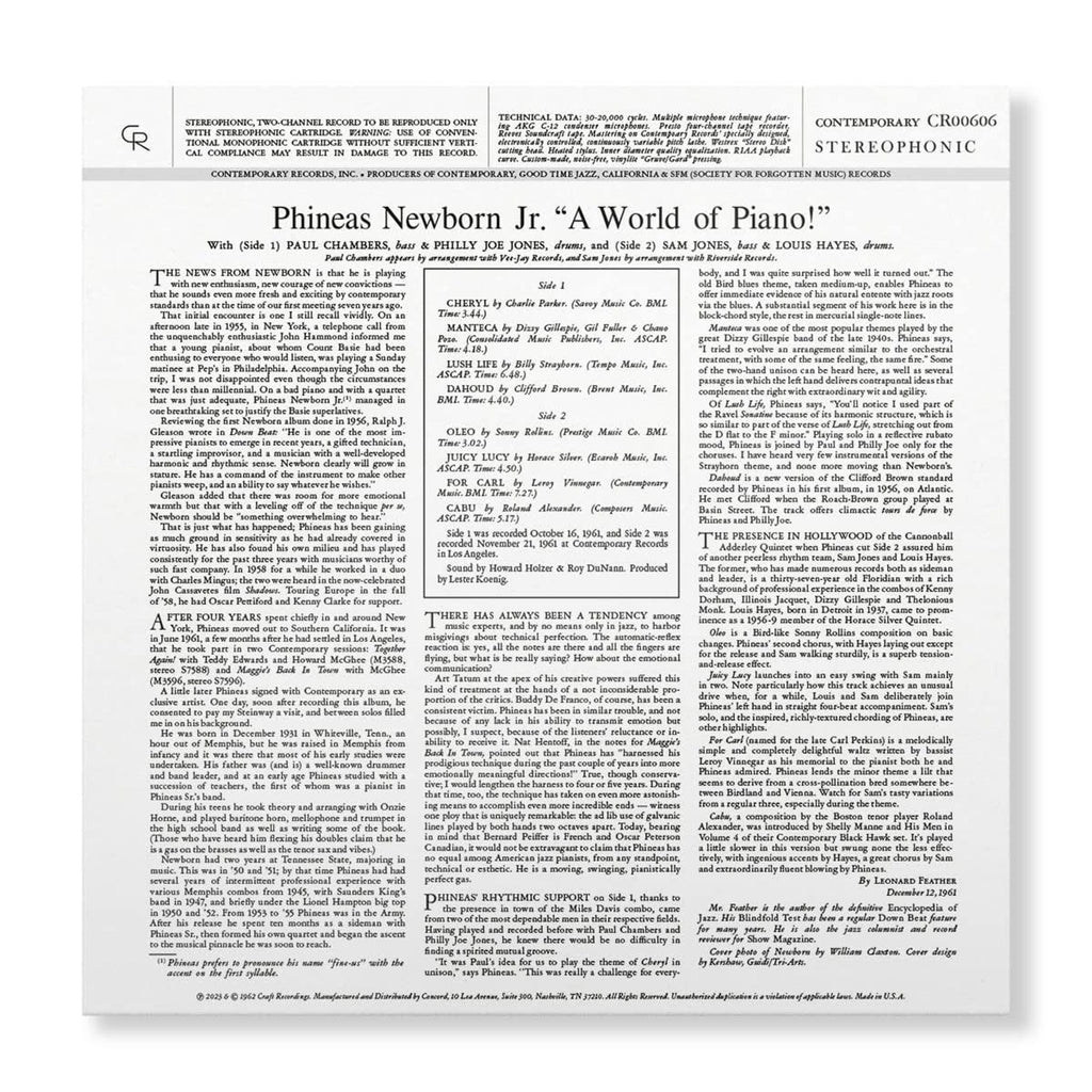 Phineas Newborn Jr. - A World of Piano! - Contemporary LP