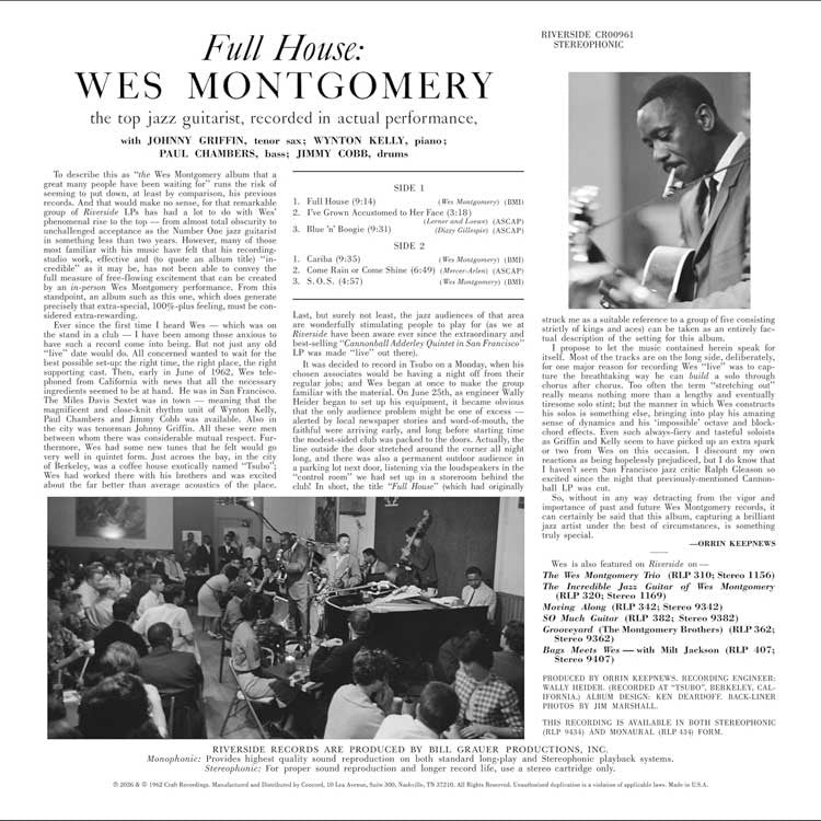 Wes Montgomery - Full House - OJC LP