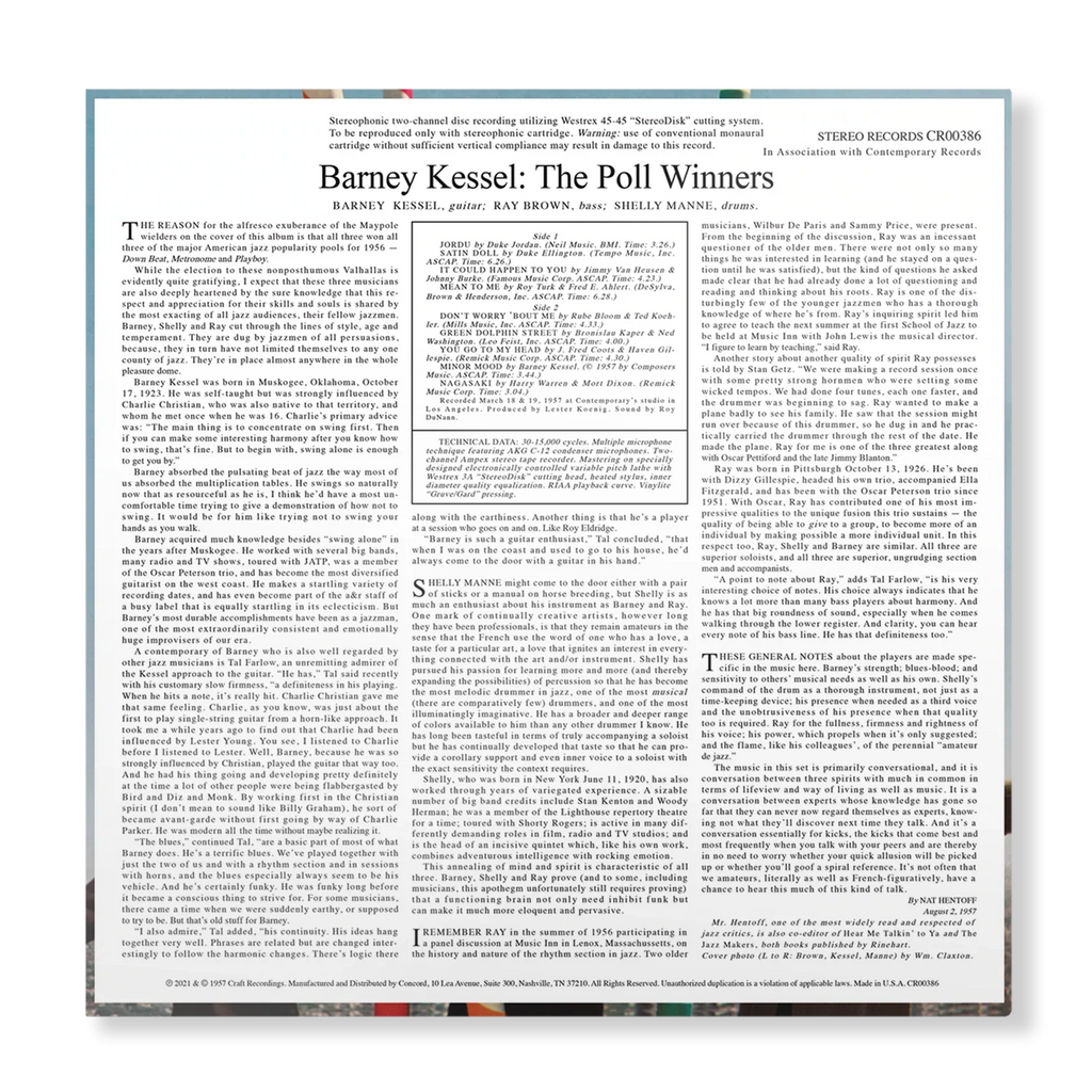 Barney Kessel, Ray Brown, and Shelly Manne - The Poll Winners - Contemporary LP