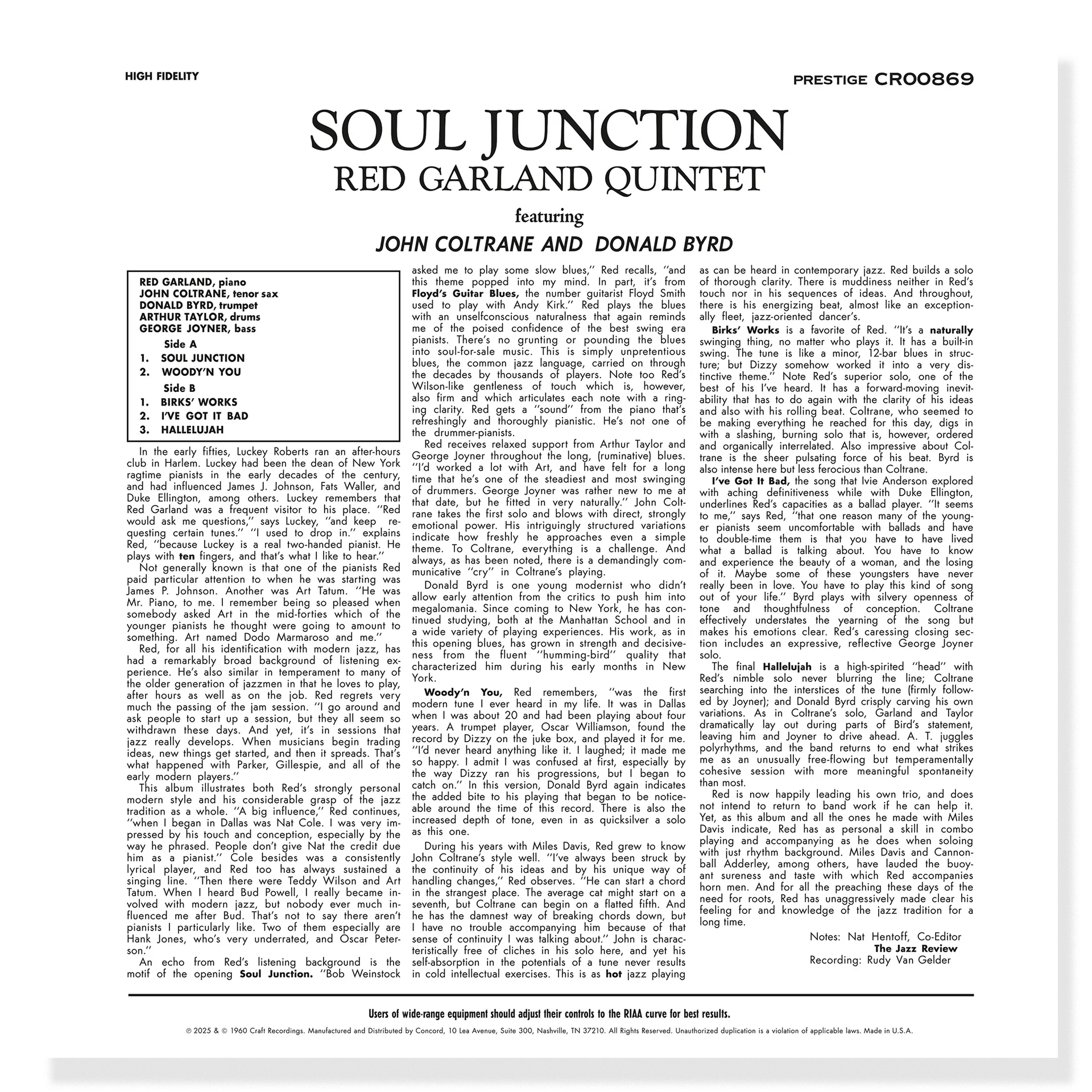 Red Garland Quintet - Soul Junction - OJC LP